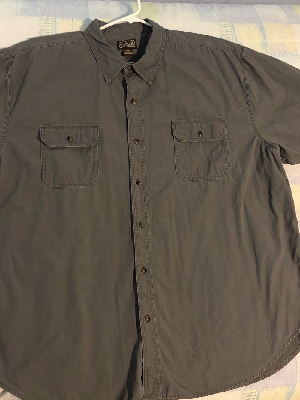 Schmidt Workwear Short Sleeve Button-Up Shirt in Charcoal Gray or Green